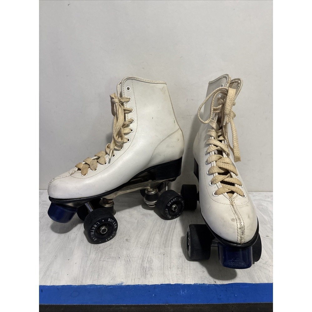 Roller Derby Quad Skates Women's 8 White/pink Skates Urethane Wheel Stain